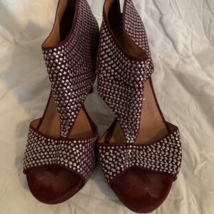 Jeffrey Campbell Burgundy Rhinestone Heels